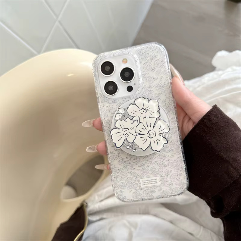 MagSafe Griptok mit süßem koreanischem Cartoon-Blumen-Design für iPhone 16, 15, 17 in Weiß - Bild 4