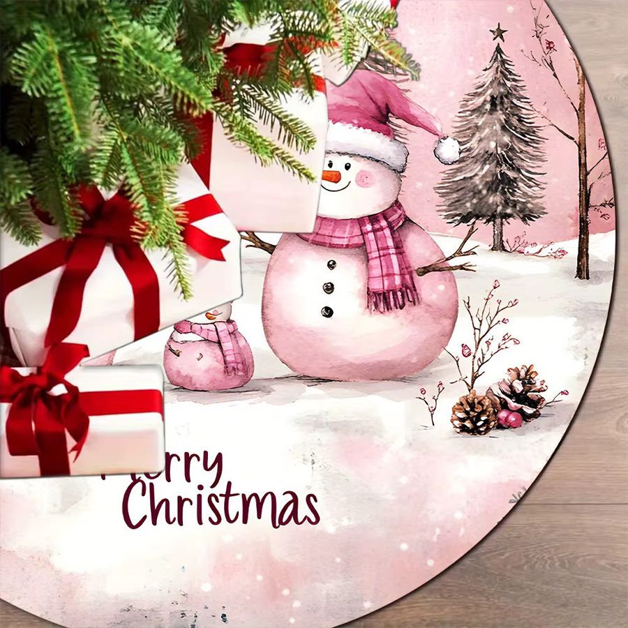 VIKAMA Weihnachtsbaum Rock mit rosa Schneemann Druck zur Weihnachtsdekoration - Bild 4