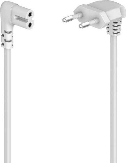 Hama Netzkabel mit Euro-Stecker und C7-Doppelnut, beidseitig gewinkelt, Weiß, 5 m - Bild 1