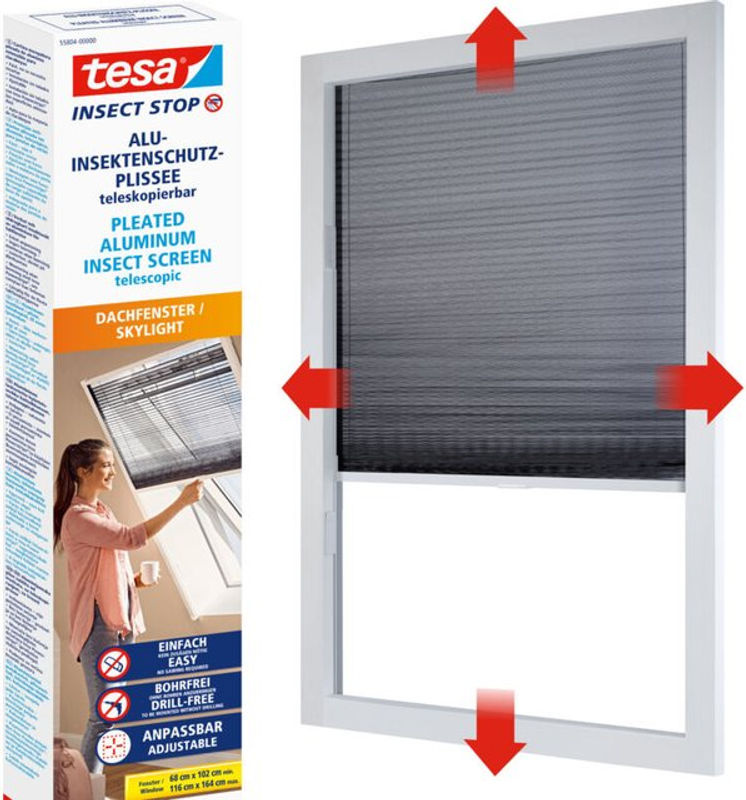 tesa Insect Stop Alu-Insektenschutz-Plissee in Anthrazit B: 114 cm, H: 160 cm - Bild 2