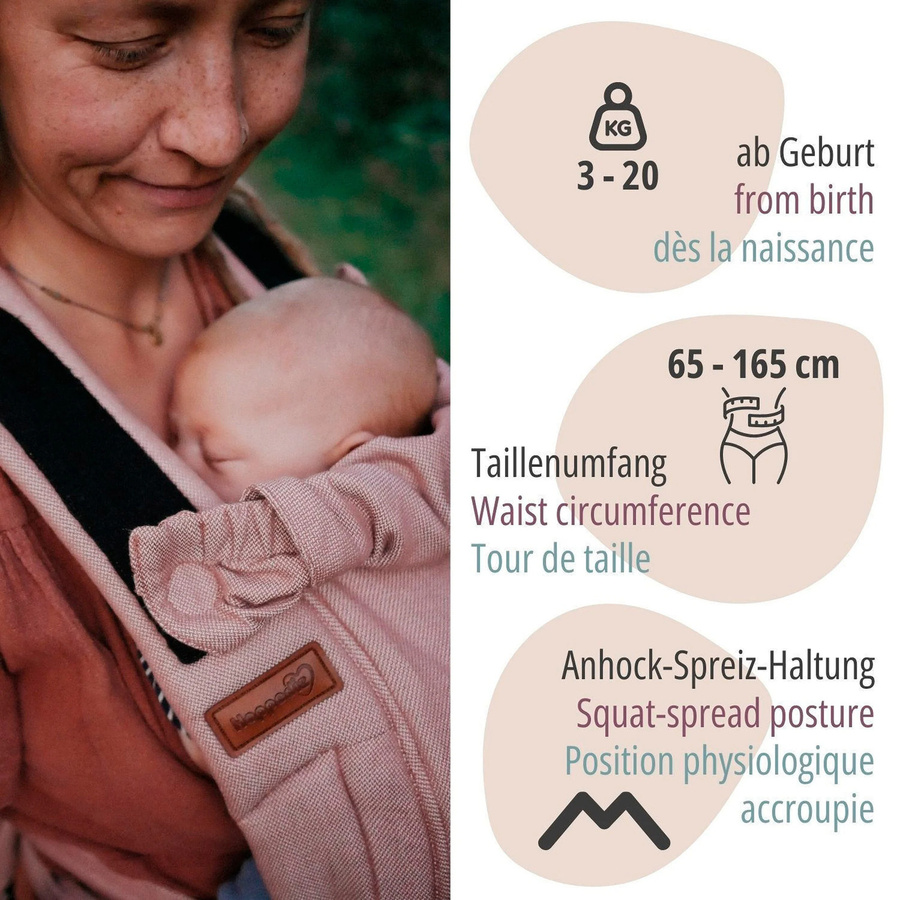 Hoppediz Babytrage Bondolino b.pure Hybrid-Trage aus Baumwolle in Grün - Bild 2