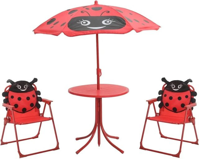 Furnicato 3-teiliges Garten-Bistro-Set für Kinder mit Sonnenschirm in Rot - Bild 1