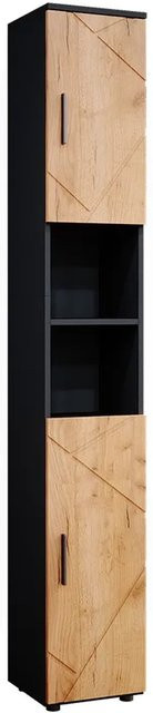 Vicco Badschrank Irma Hochschrank Badezimmerschrank mit 2 Türen und Ablage in Anthrazit/Goldkraft Eiche, B/T/H: 30 x 23,01 x 192 cm - Bild 2