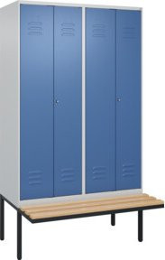 C+P PSA Doppel-Spind Classic PLUS Sitzbank mit 4 Abteilen, Buche-Hartholz und Zylinderschloss, B/T/H: 212,0 x 120,0 x 81,5 cm - Bild 1