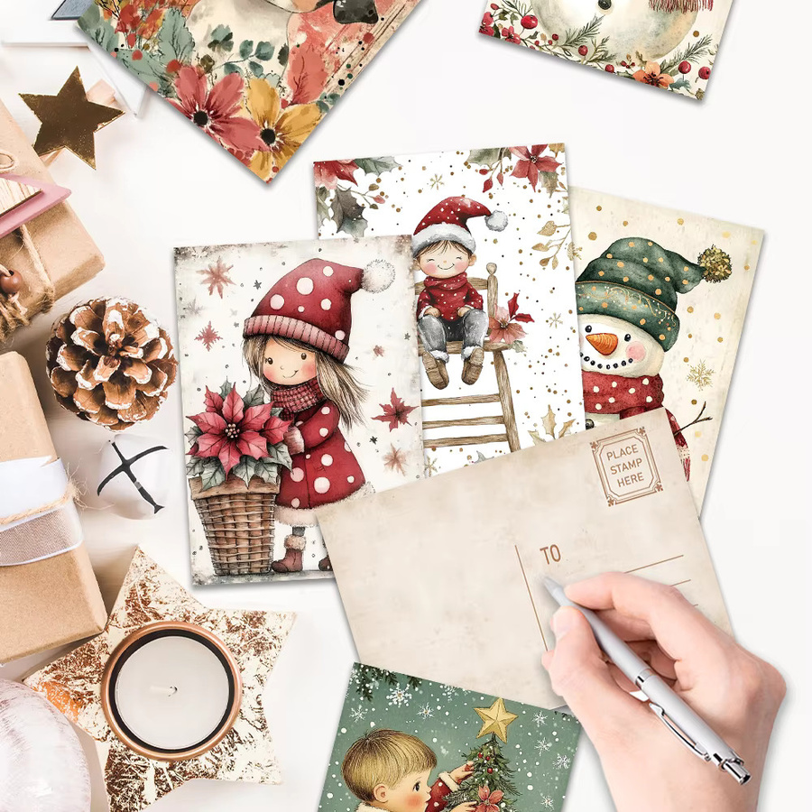 32 Stück Weihnachtliche Papierpostkarten mit gepunktetem Design in Mehrfarbig für Mädchen und Studenten - Bild 3