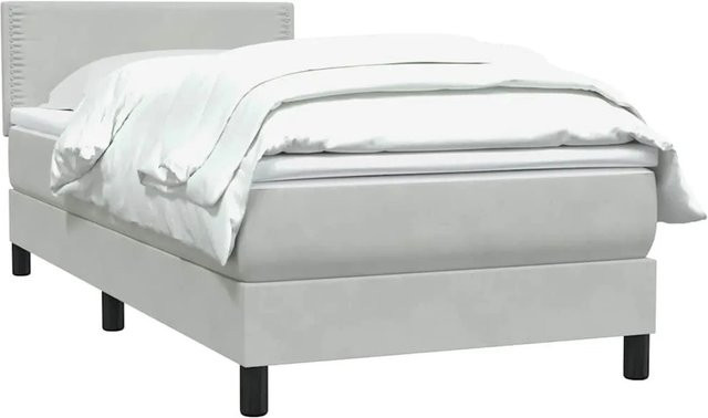 vidaXL Boxspringbett Hybrid mit Matratze und Taschenfederkern in Hellgrau, B/T/H: 220 x 80 x 78 cm - Bild 1