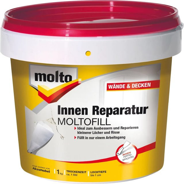 Moltofill Innen-Fertigspachtel Molto Reparatur in Weiß, 1 kg - Bild 1