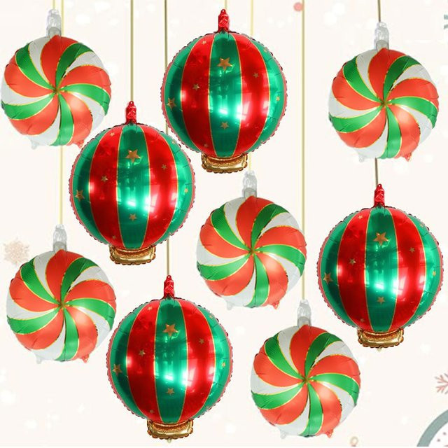 LQVYI 9er Set Runde Weihnachtsballons aus Aluminiumfolie als Partydekoration für Weihnachten und Silvester - Bild 1