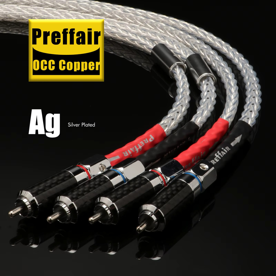 Preffair RCA-Signalkabel Paar 7N OCC Versilbert mit PTFE-Abschirmung für Audiophile Anwendungen - Bild 5