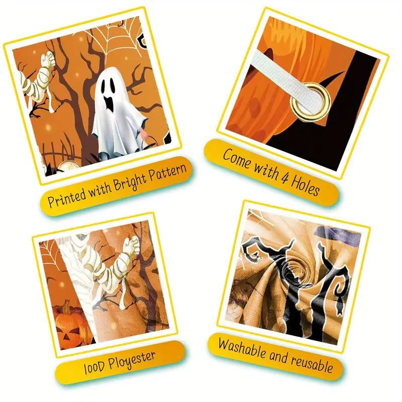 VIKAMA Halloween Banner mit Kürbis und Geist Design für die Partydekoration im Innen- und Außenbereich aus Polyester, Breite: 180 cm, Höhe: 40 cm - Bild 5