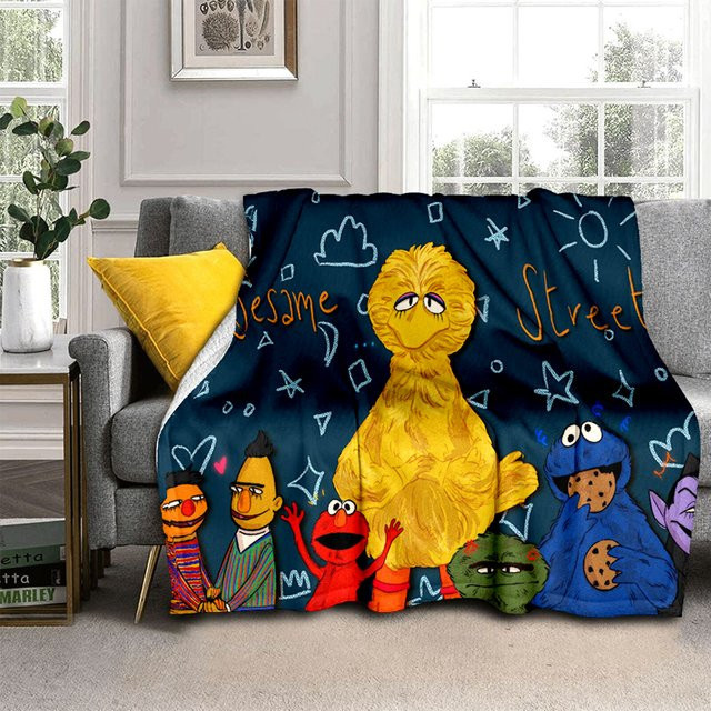 MINISO Sesame Street Flanell-Decke in Multicolour, weiche und warme Cartoon-Überwurfdecke für Kinder - Bild 1