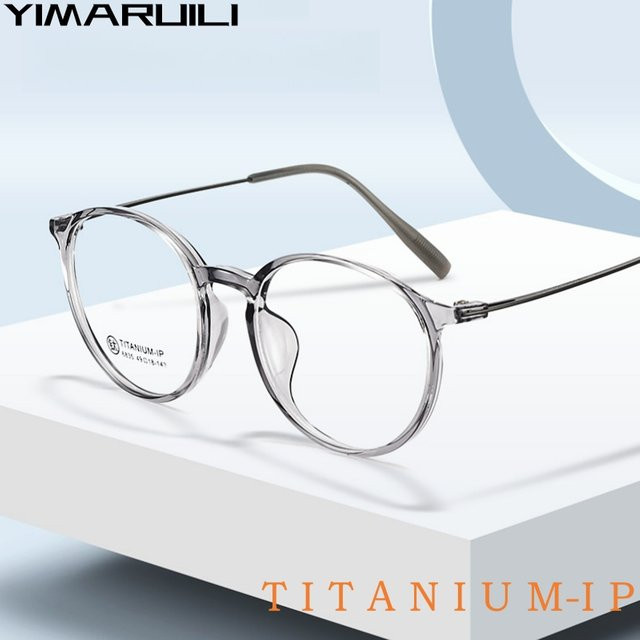 YIMARUILI Korrektionsbrille, rund, Vollrand, Titan, transparent, Unisex - Bild 1