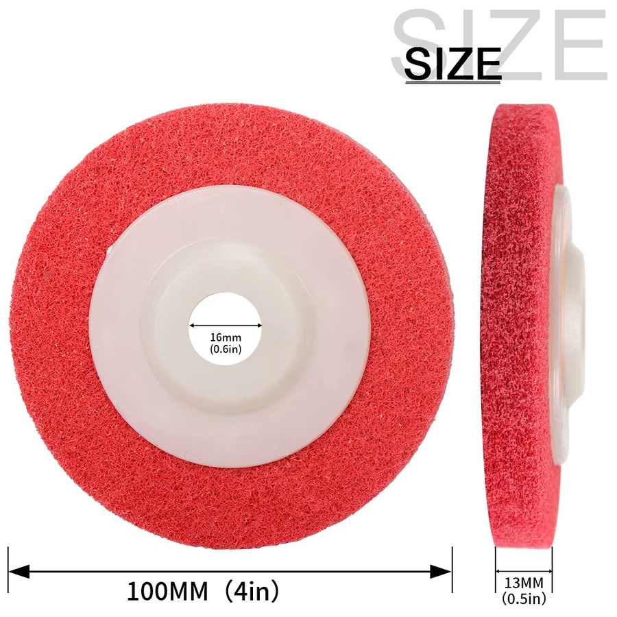 SI FANG Schleifscheiben Set aus roter Nylonfaser, flache Polierscheiben mit 9P Härte für Winkelschleifer, Durchmesser: 10,16 cm, Breite: 1,59 cm - Bild 2