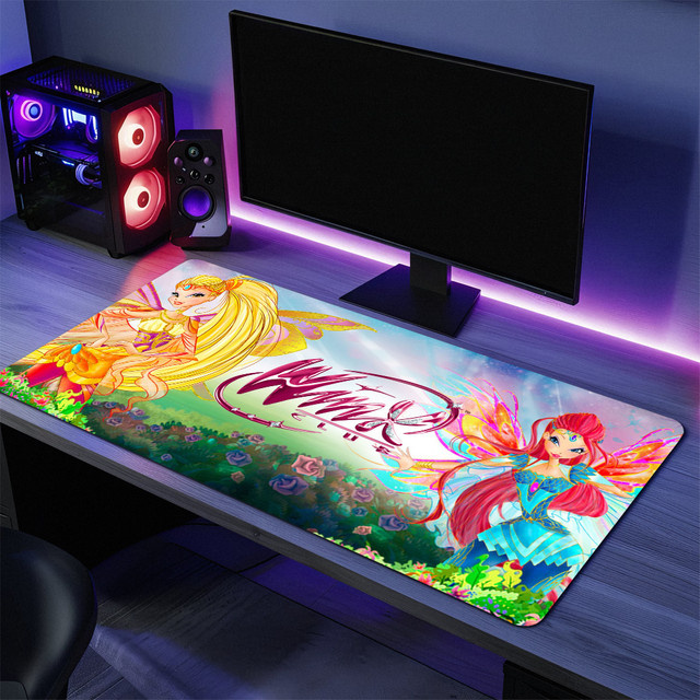 Großes Club Lockedge Mauspad mit Winx Cartoon Design, rutschfeste und verdickte Schreibunterlage für Gaming und Büro, Mehrfarbig - Bild 1