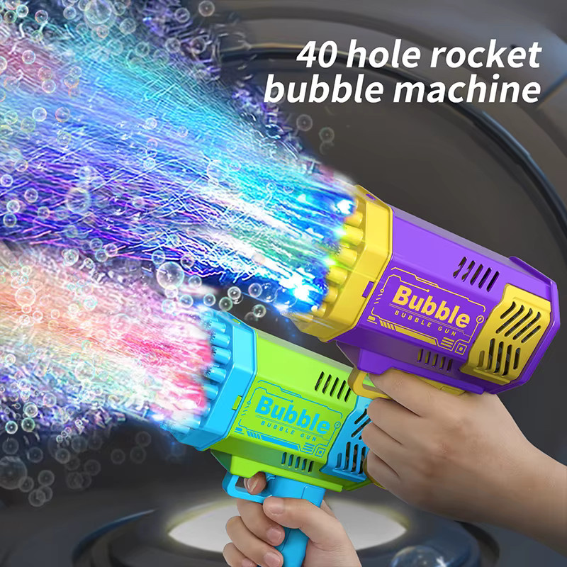 KNYYSECQ Lichtblasenmaschine, 40-Loch-Handheld, elektrisches Kinderspielzeug - Bild 3
