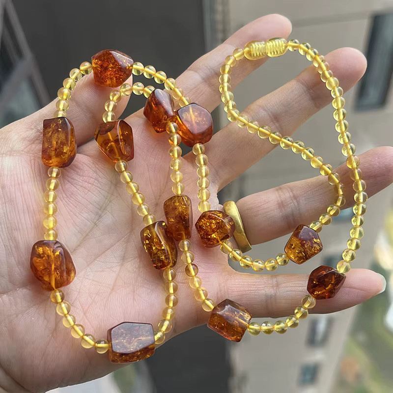 Yoowei Halskette, Bernstein, Gold, Unisex - Bild 2