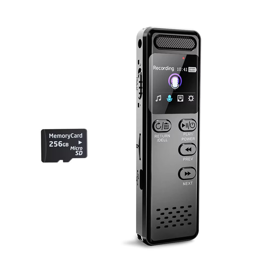 Vandlion V75 Diktiergerät in Schwarz mit 1,0-Zoll-Bildschirm, Rauschunterdrückung und USB-C Anschluss für Langzeitaufzeichnungen - Bild 2