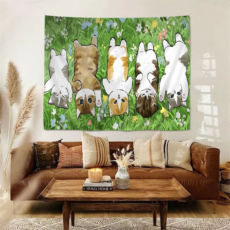 Mofusand Hippie Wandbehang mit lustiger Katze im Bohemian Mandala Design von INS Home Decor - Bild 4