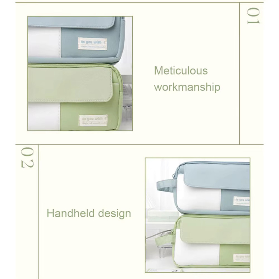 Dot Ding Federmäppchen mit hoher Kapazität und Reißverschluss, Grün, Textil - Bild 3