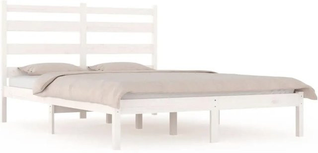 vidaXL Massivholzbett aus Kiefer in Weiß, Rustikaler Stil, B/T: 200 x 200 cm - Bild 1