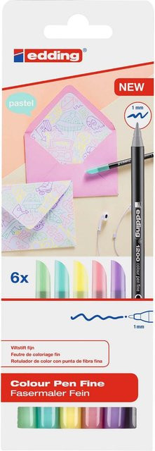edding 1200 Colour Pen Fine Pastell 6er-Set Mehrfarbig - Bild 2