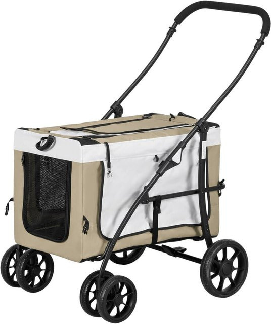 PawHut Hundewagen beige aus Stahl und Kunststoff, B/H/L: 58 x 97,5 x 81 cm - Bild 1