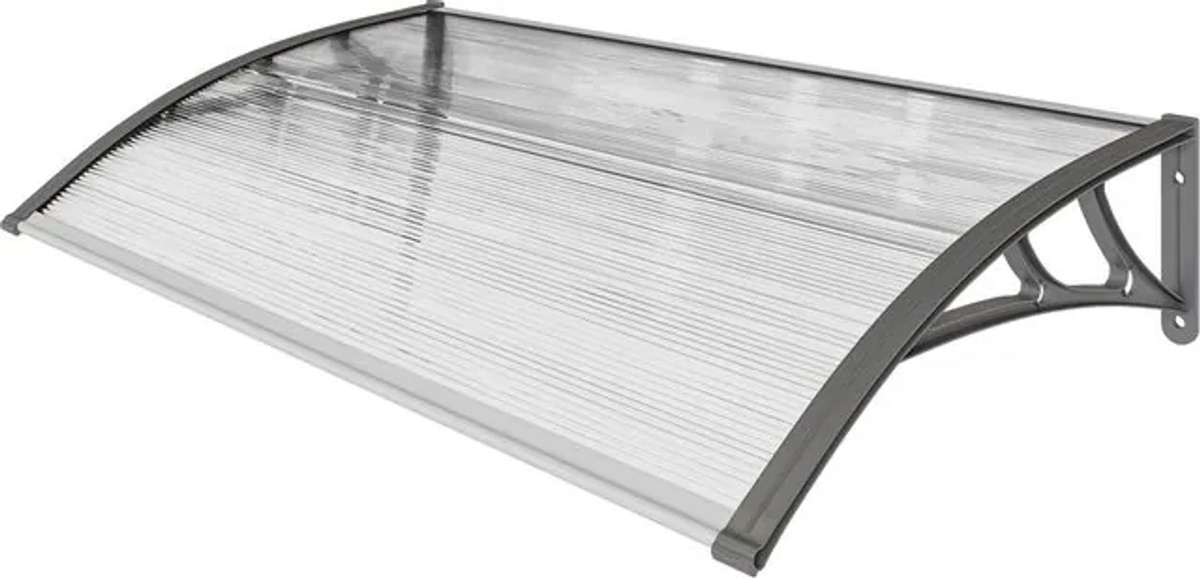 Outsunny Pultvordach für die Haustür als Regenschutz und Sonnenschutz mit UV-Schutz aus Aluminium in Grau, B/T/H: 110 x 60 x 18 cm - Bild 3