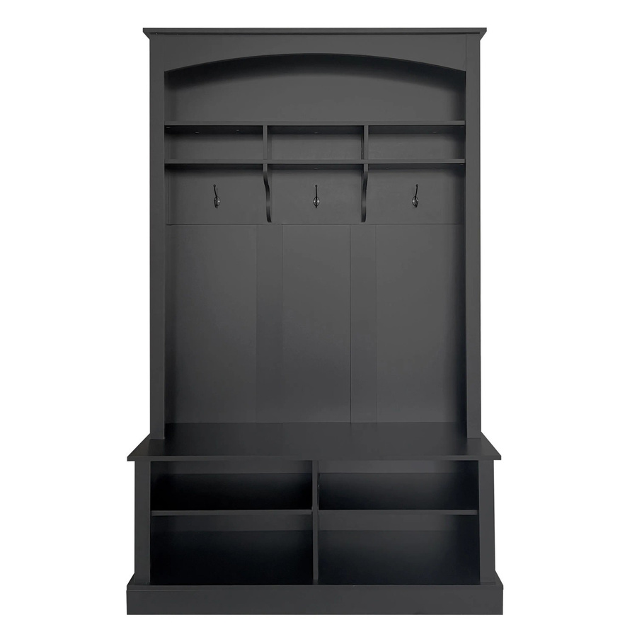 okwish Garderoben Set mit Bank und Schuhablage in Schwarz, modern Hall Tree für Flur und Eingangsbereich, B/T/H: 120 x 40 x 190 cm - Bild 2