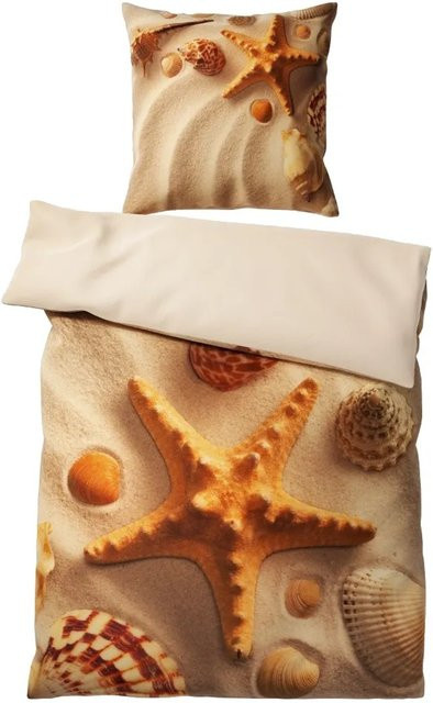 Sanilo Bettwäsche Sanibel 2-teilig aus Baumwolle, Beige, B/H: 135 x 200 cm, Kissen: 80 x 80 cm - Bild 1