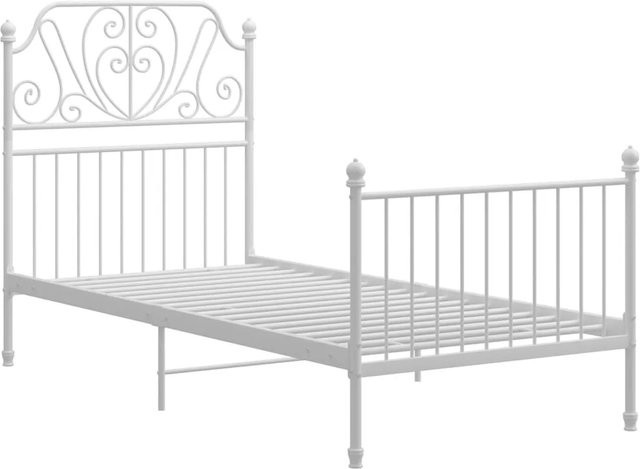 vidaXL Bettgestell aus Metall in Weiß, B/T/H: 90 x 200 x 124 cm - Bild 1