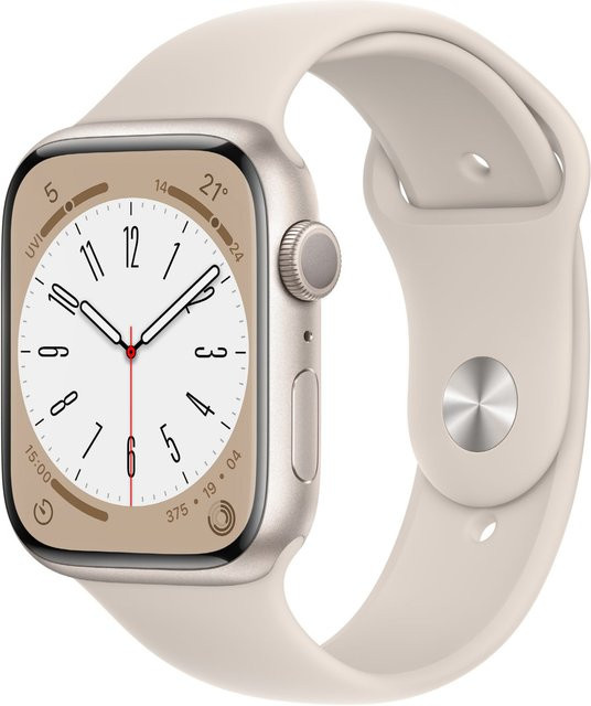 Apple Watch Series 8 GPS Aluminium mit Sportarmband in Polarstern/Polarstern (45mm) - Bild 1