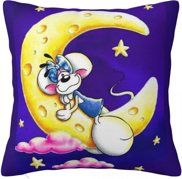 Diddl Maus Kissenbezug LEO PILLOWCASE in Blau, quadratisch, B/T/H: 30 x 30 x 0 cm - Bild 1