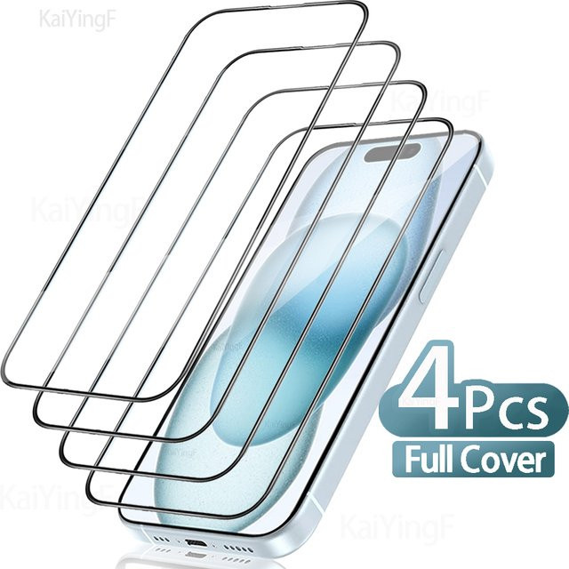 KaiYingF 4er-Set Panzerglas Display-Schutz für iPhone 11 12 13 14 15 16 Pro Max und iPhone 7 8 XR XS Max, transparent - Bild 1