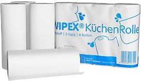 WIPEX Küchenrolle hochweiß, 3-lagig, 8 Packungen à 4 Rollen mit jeweils 50 Tüchern, 256 x 224 mm - Bild 1
