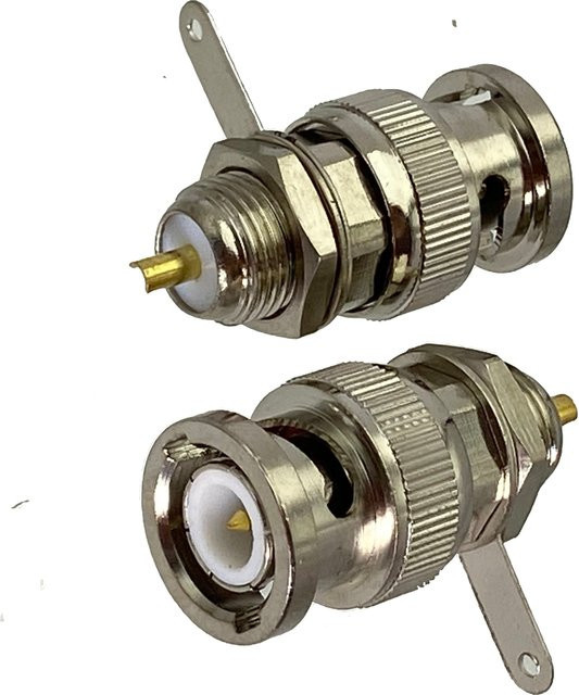 10 Stück BNC Stecker Set, männlich und weiblich, Lötmontage mit Drahtklemmen, RF Koaxial Adapter, Farbe: Silber - Bild 1