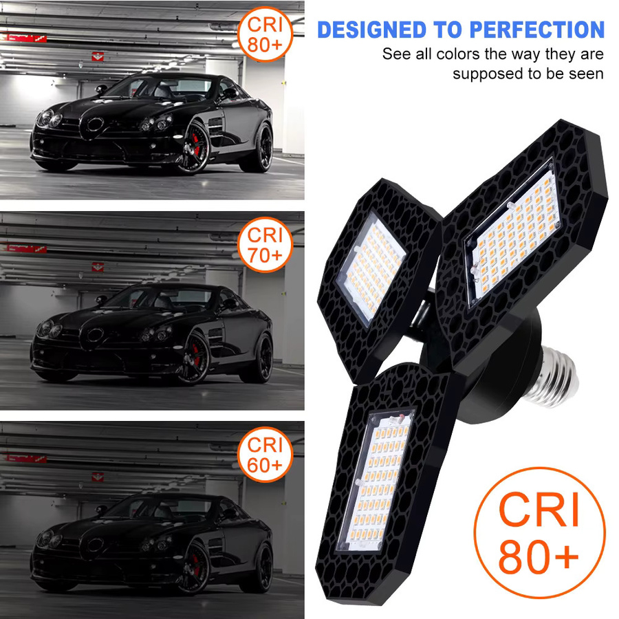 CanLing 200 W LED-Garagenleuchte E27, verformbare Hochregallampe in Schwarz für Garage, Werkstatt und Lager - Bild 4