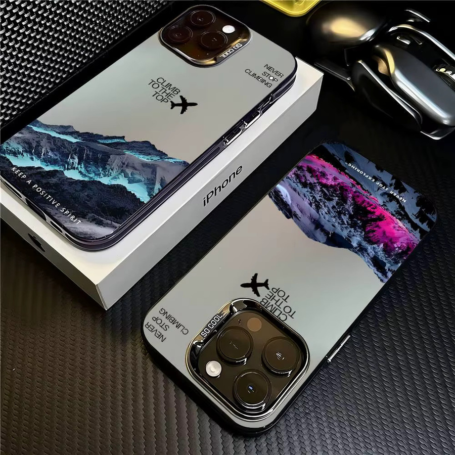 Mountain Peak Flugzeug Handyhülle für iPhone 11 bis 17 Pro Max, matt und stoßfest, Multicolor - Bild 3