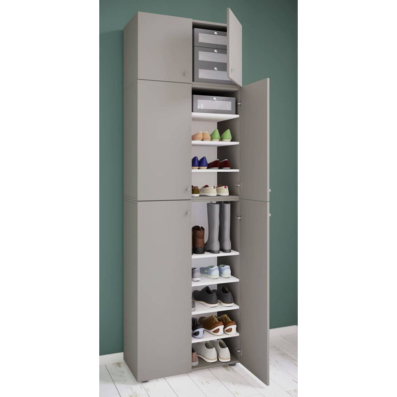 Schuhschrank Lona von VCM Möbel in Grau und Weiß, B/H/T: 70 x 223 x 39 cm - Bild 2