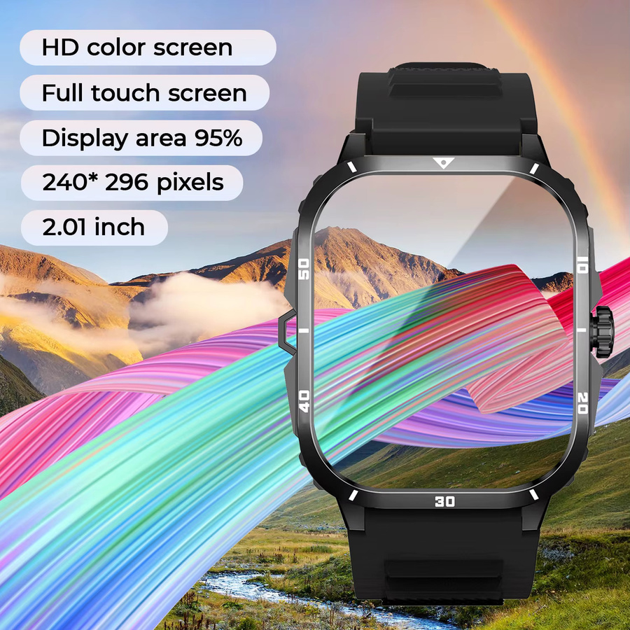 SIMSONLAB Smartwatch, 2,01 Zoll, Schwarz, Silikon, Herren - Bild 2