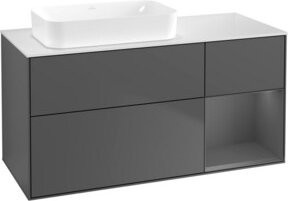V&B Waschtischunterschrank Finion mit Wandbeleuchtung in Anthrazit, B/T/H: 120 x 60 cm - Bild 1
