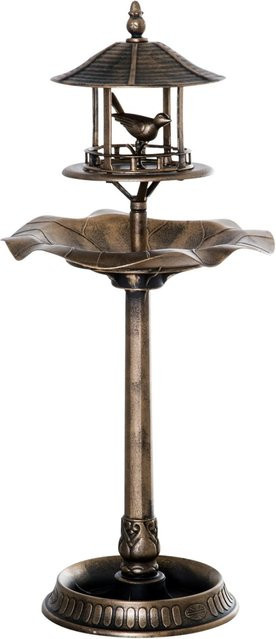 Outsunny Vogeltränke mit Blumenkübel aus Kunststoff in Gold, Höhe: 113 cm, Durchmesser: 50 cm - Bild 1