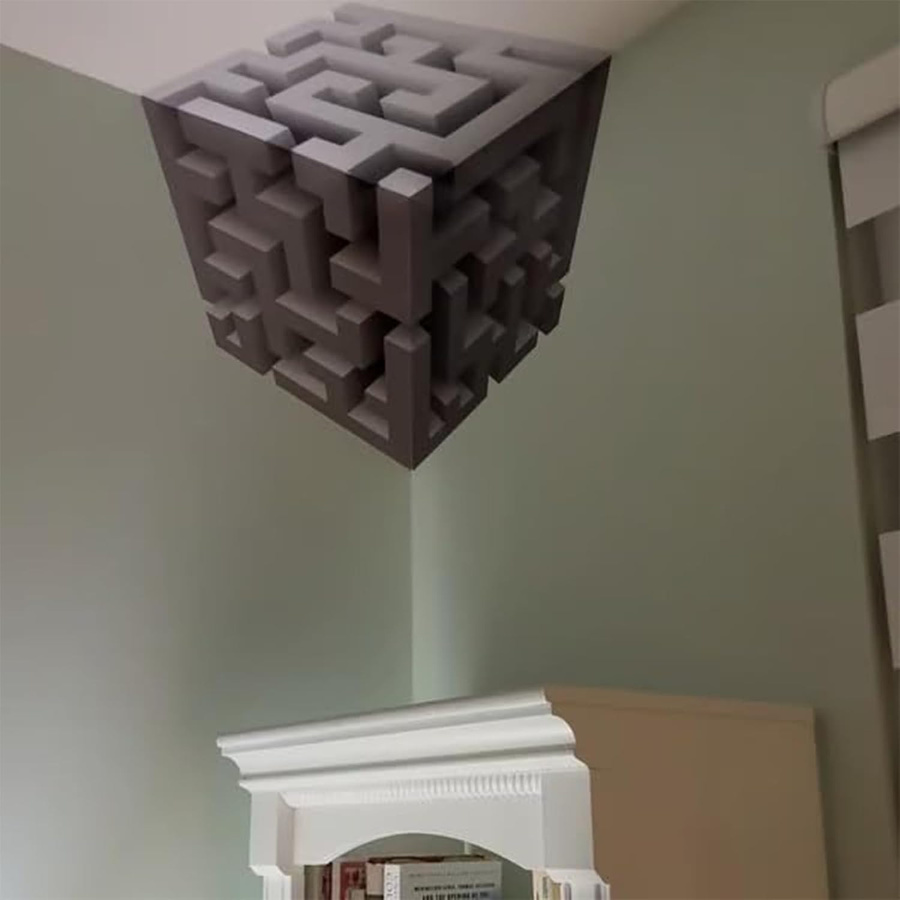 Oudun 3D Eckwandaufkleber mit optischer Täuschung, geometrischer Würfel-Design, selbstklebend und abnehmbar, modern Wandkunst aus PVC für dein Heim oder Büro - Bild 7