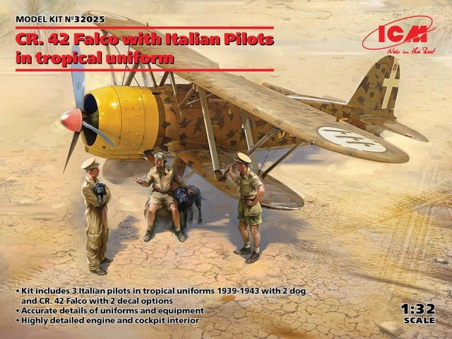 ICM CR. 42 Falco with Italian Pilots in tropical uniform, Modellbau, 1:32 - Bild 1