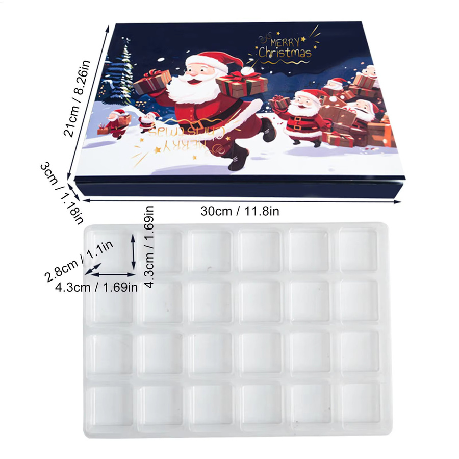 Befüllbare Weihnachts-Advent-Box für 24 Tage, DIY Weihnachts-Countdown-Kalender aus Papier, Mehrfarbig - Bild 6