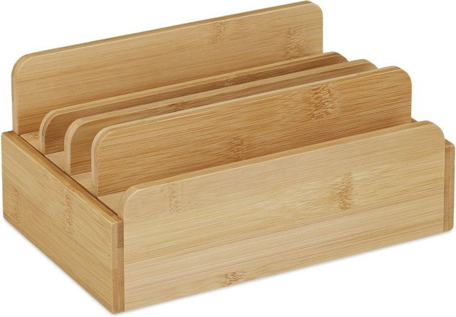 Relaxdays Ladestation aus Bambus in Natur mit Deckel, Farbe: Braun, B/T/H: 22,5 x 10 x 15 cm - Bild 1