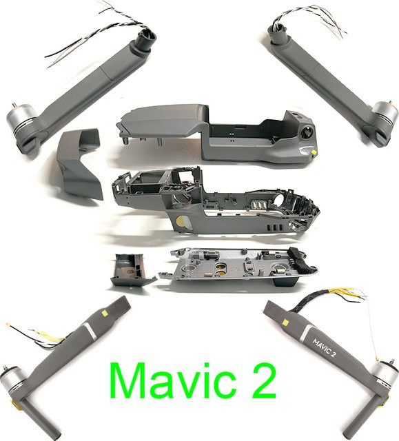 DJI Mavic 2 Pro Ersatzteil-Set mit Oberschale, Mittelrahmen, Unterer Abdeckung, Motorarm, ESC Board und GPS in Grau - Bild 1