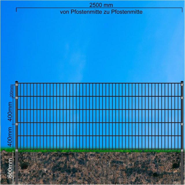 Fa-Bausysteme Doppelstabzaun Anthrazit 6-5-6 Leiste Höhe: 103 cm, Gesamtlänge: 32,5 m - Bild 1