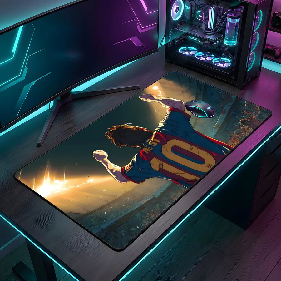 M-mESSI Hot Star Gaming-Mauspad mit LockEdge, große und verdickte Tischunterlage für Computer und Tastatur, Schwarz/Mehrfarbig - Bild 3