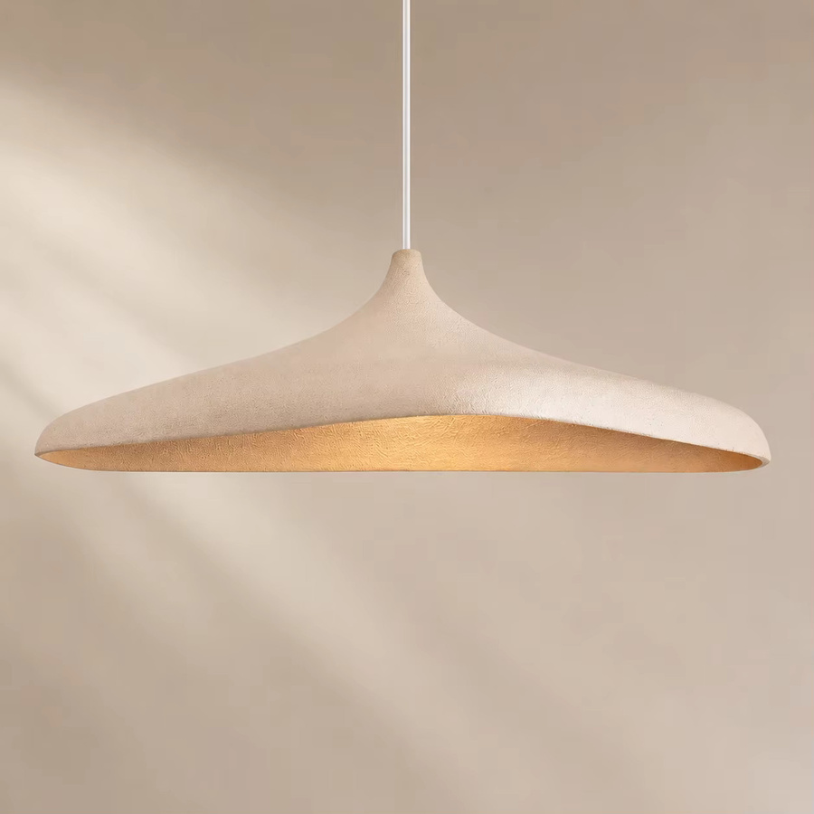 Obervist Wabi-Sabi Pendelleuchte aus Keramik in Beige, minimalistische E27 Hängelampe für Esszimmer, Schlafzimmer und Wohnbereich - Bild 3