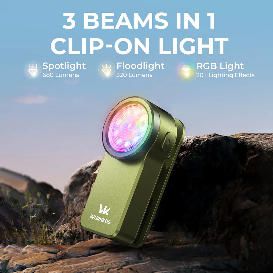 Wurkkos HD03 Mini-Clip-Licht mit 680 Lumen, wiederaufladbare RGB-Taschenlampe mit Magnet und Flutlicht-Funktion - Bild 2